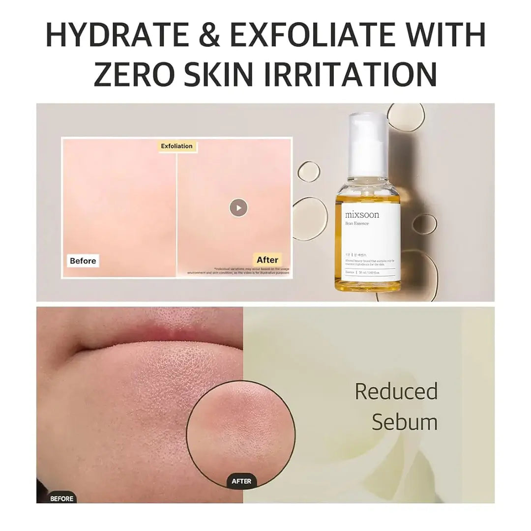 mixsoon Bean Essence Exfoliating Hydrating Korean Skin Care Glass skin Hyaluronic Acid Serum