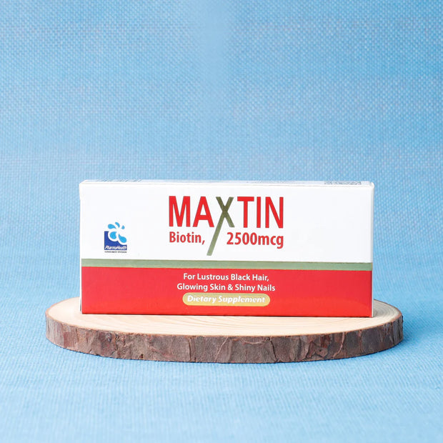 MAXTIN BIOTIN 2500MCG ( IMPROVES INFRASTRUCTURE OF HAIR, SKIN, AND NAILS )
