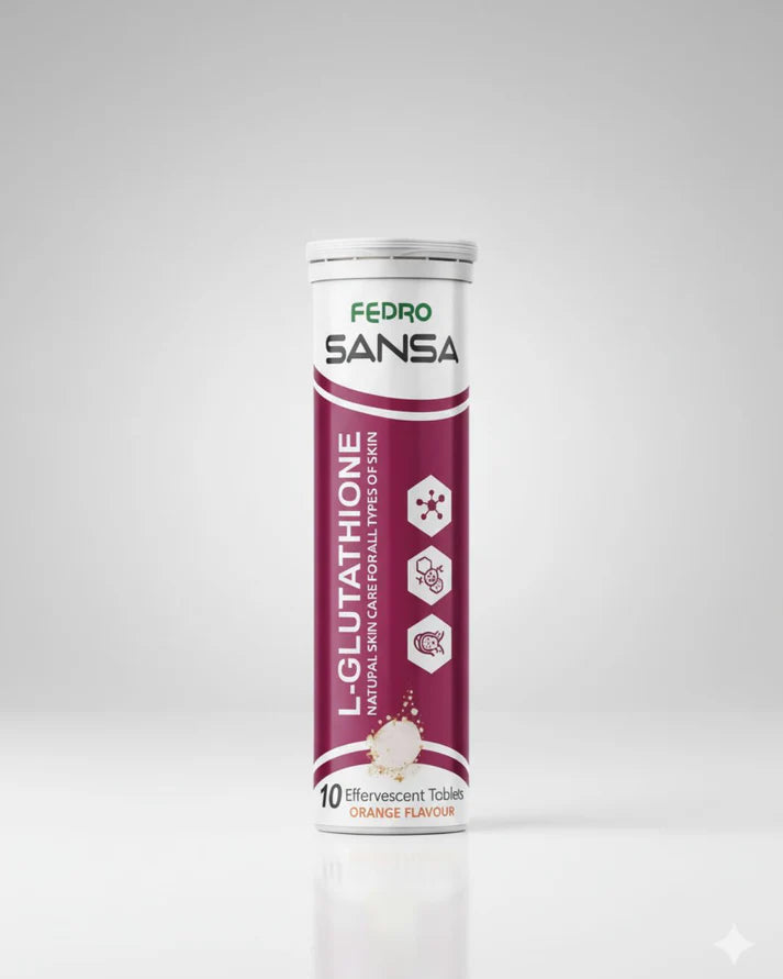 SANSA L-Glutathione Effervescent Tablets – Antioxidant Skin Support & Daily Glow Drink (Orange Flavour)