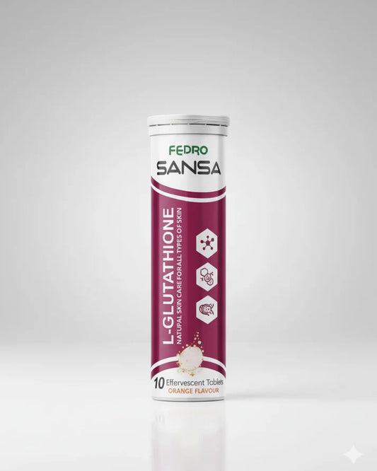 SANSA L-Glutathione Effervescent Tablets – Antioxidant Skin Support & Daily Glow Drink (Orange Flavour)